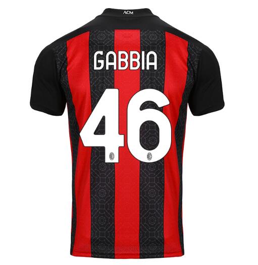 AC Milan Home Kit Soccer Jersey GABBIA #46 2020/21